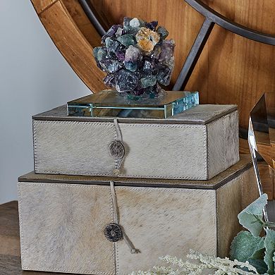Stella & Eve Rectangular Leather Decorative Box Table Decor 2-piece Set