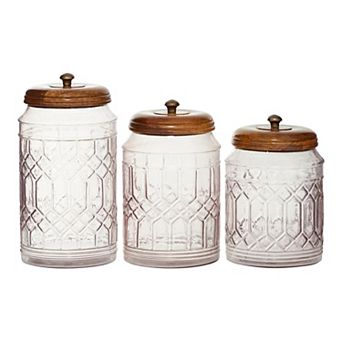 Stella & Eve Round Smoked Glass Decorative Jar Table Decor 3 pc Set