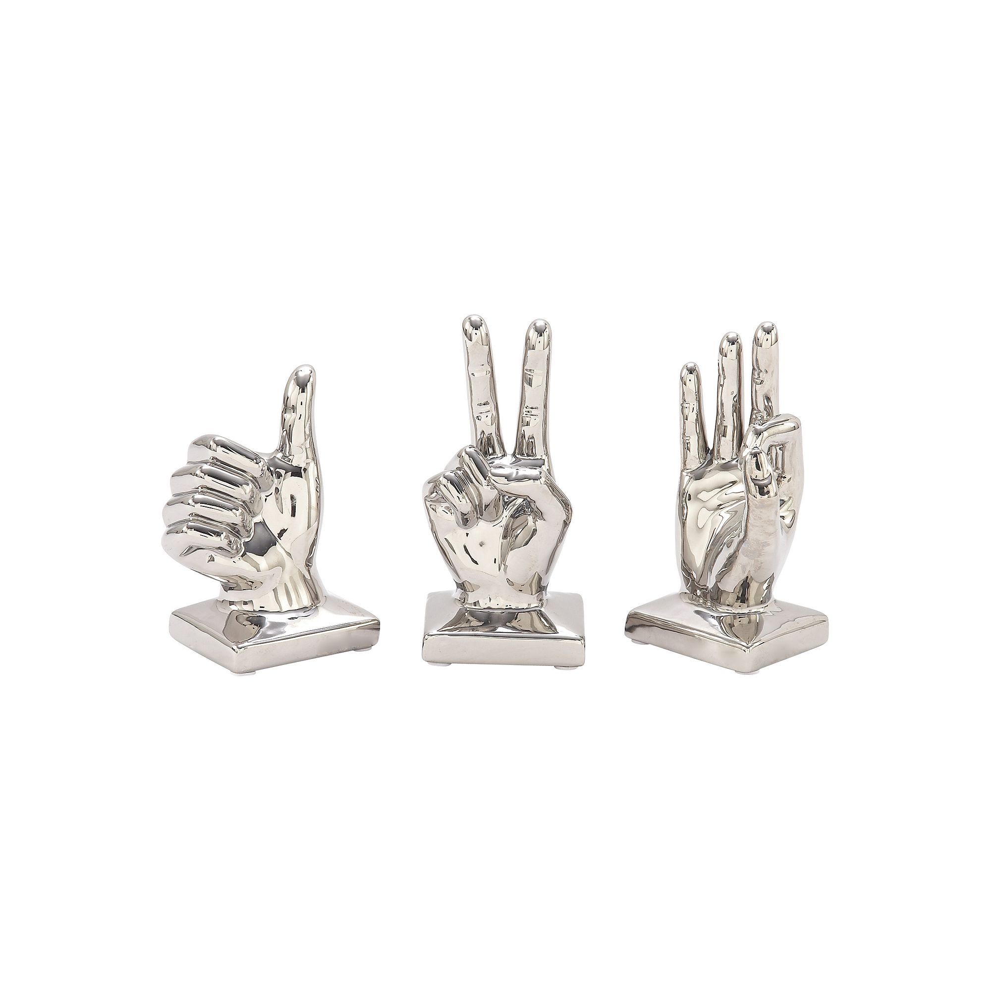 CosmoLiving by Cosmopolitan Metallic Hand Sculpture Table Decor 3-piece Set