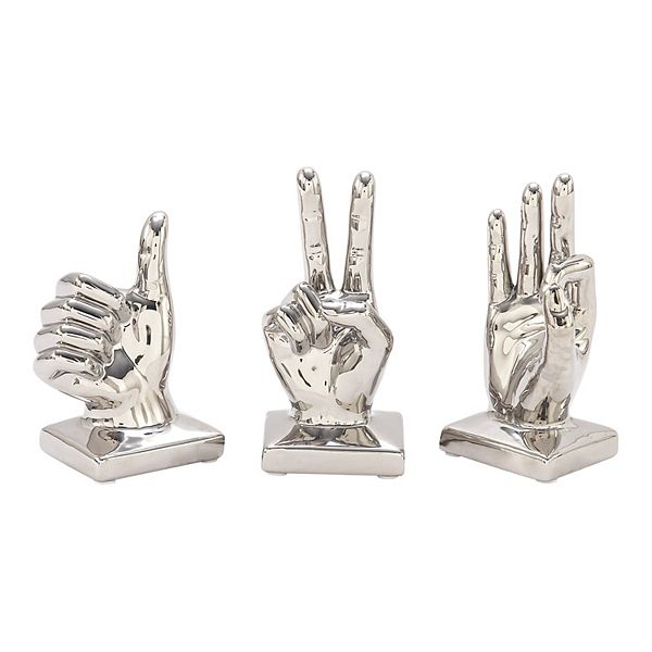 CosmoLiving by Cosmopolitan Metallic Hand Sculpture Table Decor 3piece Set