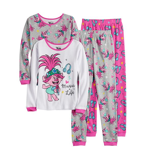 Girls 4 10 DreamWorks Trolls 4 Piece Pajama Set