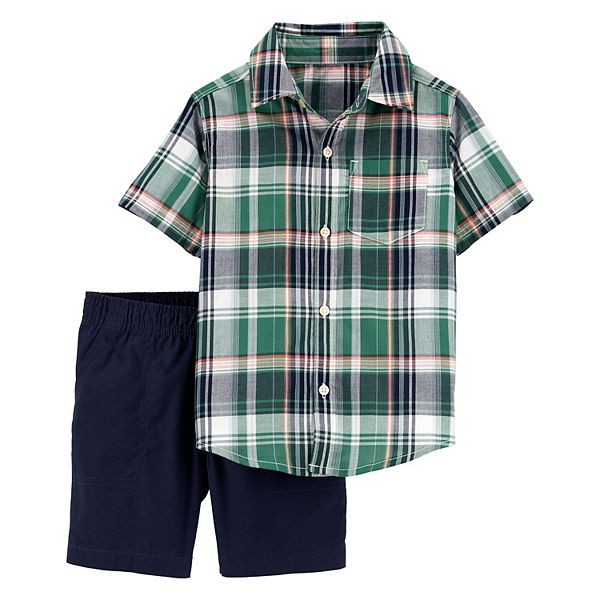 Toddler Boy Carter's Plaid Button-Front Shirt & Shorts Set