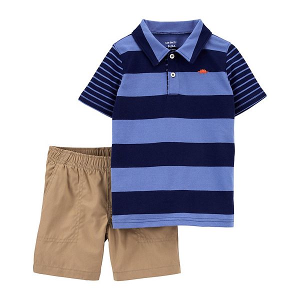 Toddler Boy Carter's Striped Polo & Shorts Set