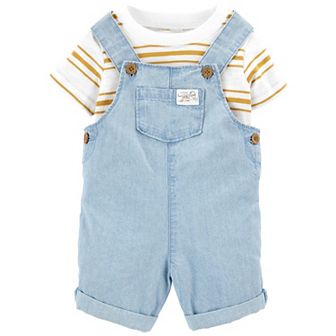 Baby Carter's Slubbed Tee & Chambray Shortalls Set