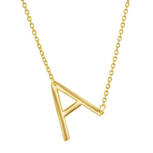 Sterling Silver Sideways Initial Necklace - Gold Tone A