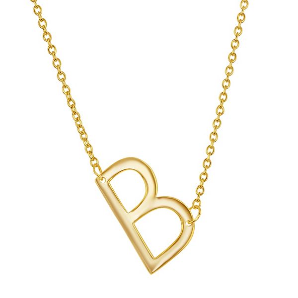 Sterling Silver Sideways Initial Necklace - Gold Tone B