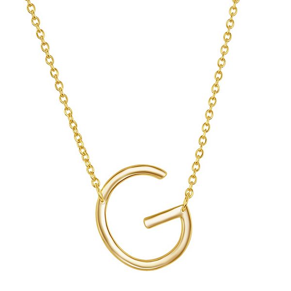 Sterling Silver Sideways Initial Necklace - Gold Tone G