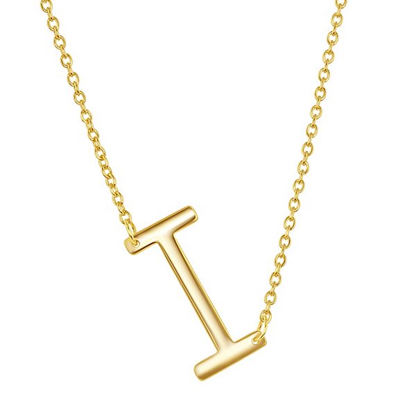 Sterling Silver Sideways Initial Necklace - Gold Tone I