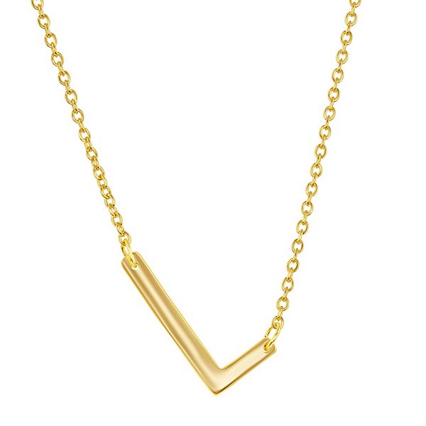 Sterling Silver Sideways Initial Necklace - Gold Tone L