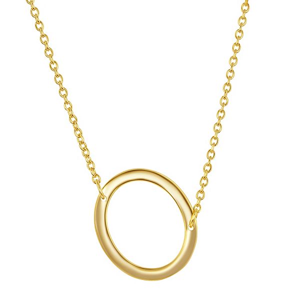 Sterling Silver Sideways Initial Necklace - Gold Tone O