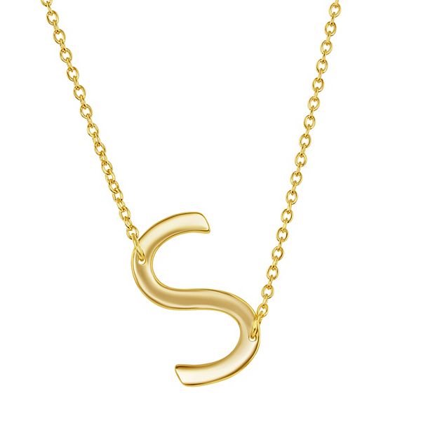 Sterling Silver Sideways Initial Necklace - Gold Tone S