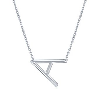Argento Bella Sterling Silver Sideways Initial Necklace