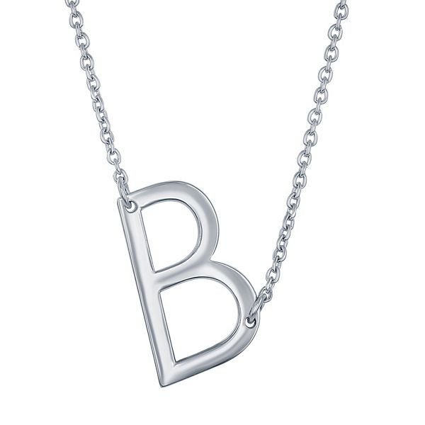 Sterling Silver Sideways Initial Necklace - Sterling B