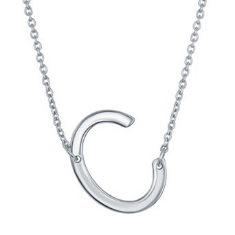 Argento Bella Sterling Silver Sideways Initial Necklace