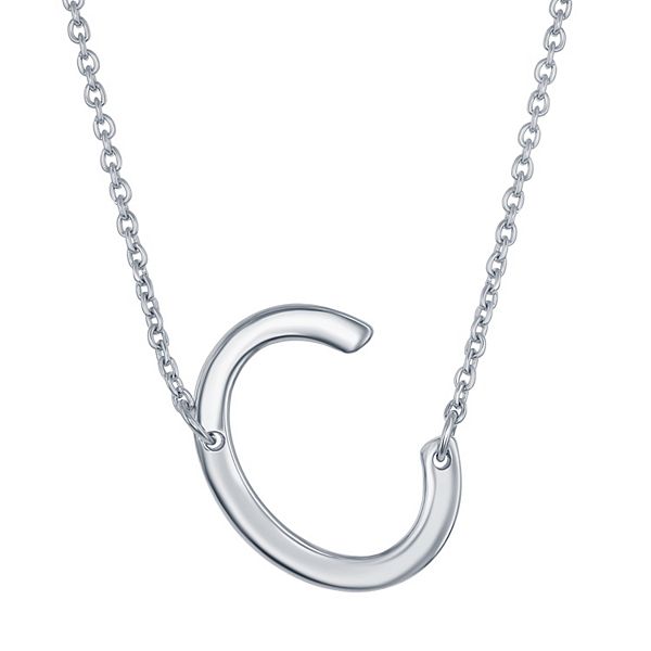 Sterling Silver Sideways Initial Necklace - Sterling C