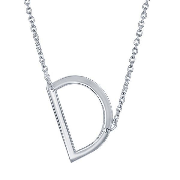 Sterling Silver Sideways Initial Necklace - Sterling D