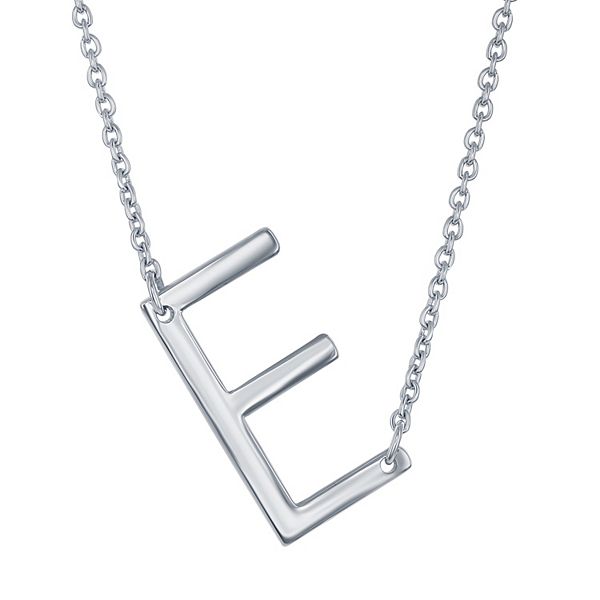 Sterling Silver Sideways Initial Necklace - Sterling E