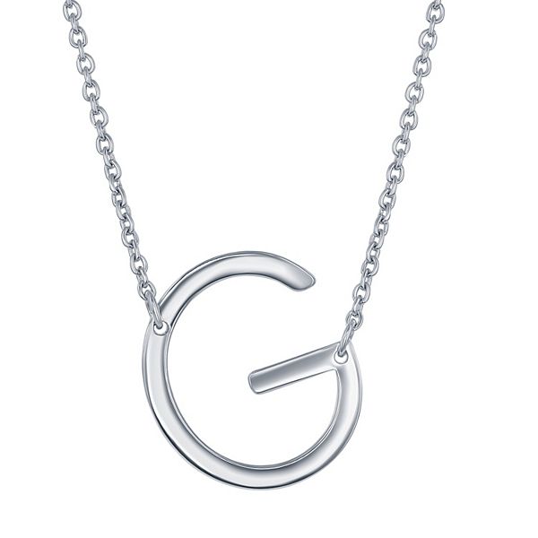 Sterling Silver Sideways Initial Necklace - Sterling G