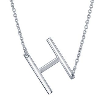 Argento Bella Sterling Silver Sideways Initial Necklace