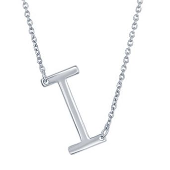 Argento Bella Sterling Silver Sideways Initial Necklace