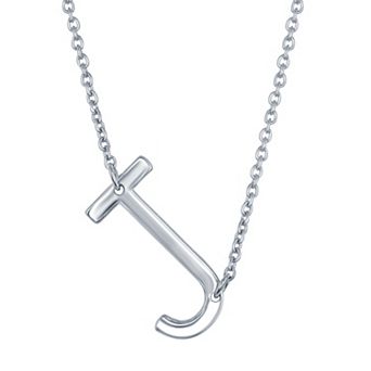Argento Bella Sterling Silver Sideways Initial Necklace