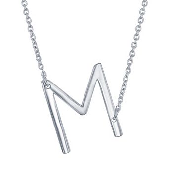 Argento Bella Sterling Silver Sideways Initial Necklace