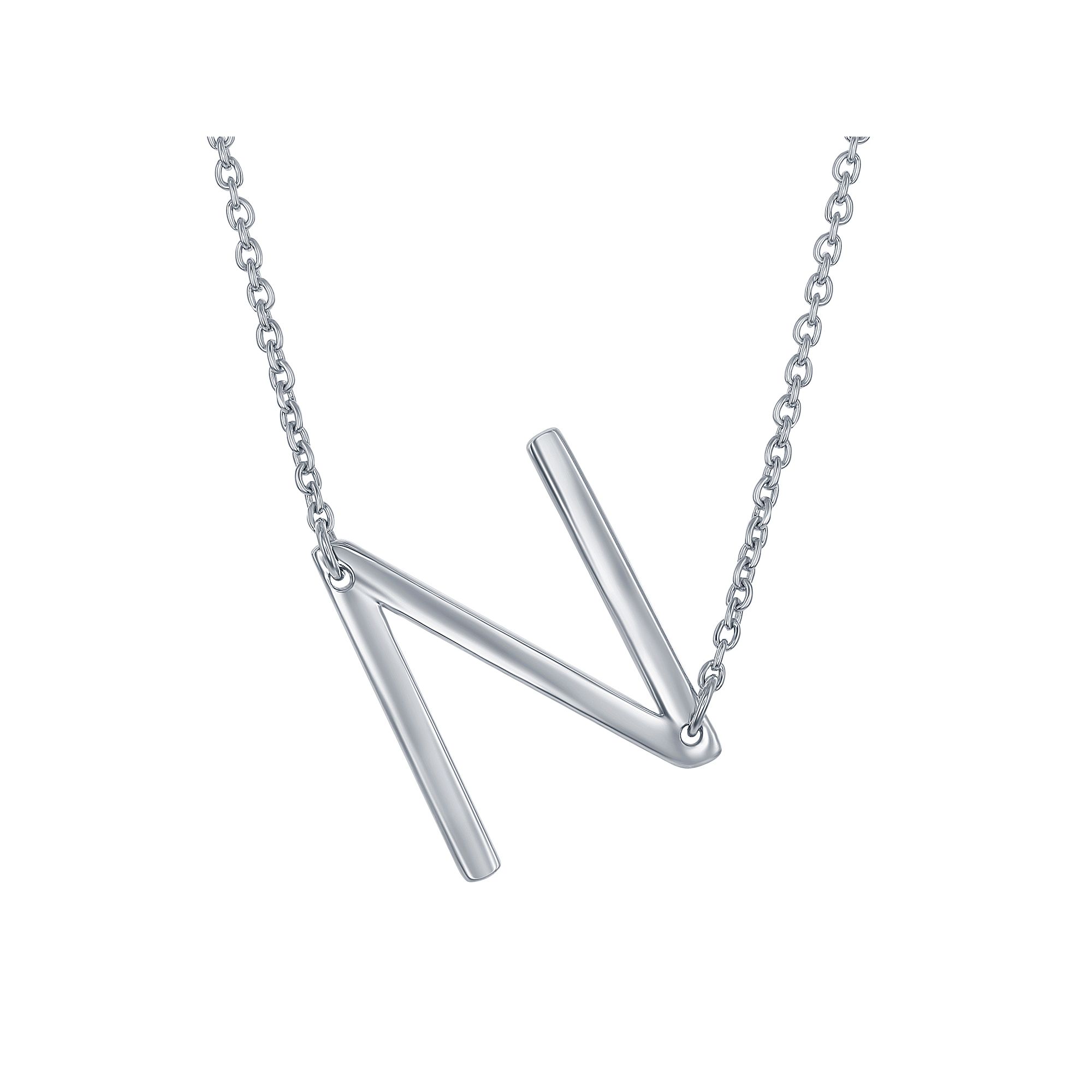 Sterling Silver Sideways Initial Necklace, Womens, Size: 16-18 ADJ, Ste