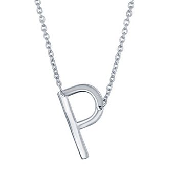 Argento Bella Sterling Silver Sideways Initial Necklace