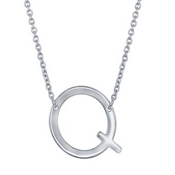 Argento Bella Sterling Silver Sideways Initial Necklace