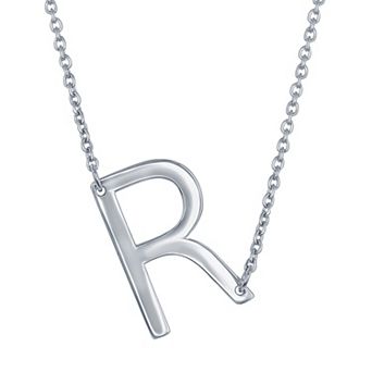 Argento Bella Sterling Silver Sideways Initial Necklace
