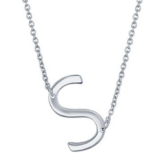 Argento Bella Sterling Silver Sideways Initial Necklace
