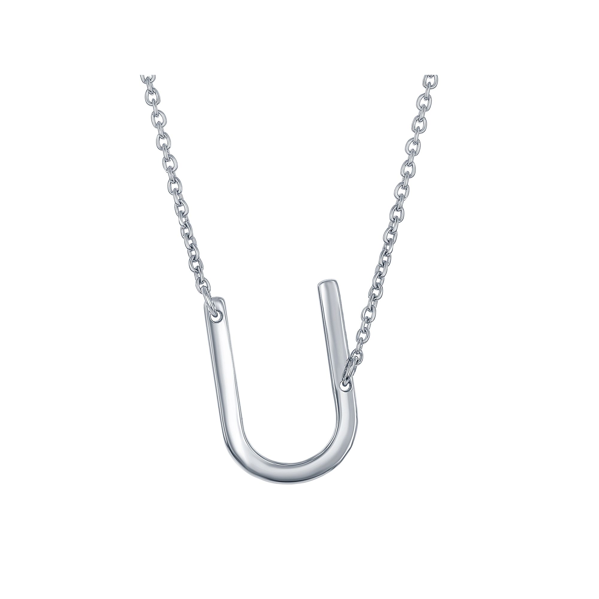 Sterling Silver Sideways Initial Necklace, Womens, Size: 16-18 ADJ, Ste