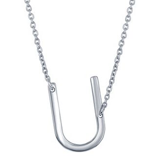 Argento Bella Sterling Silver Sideways Initial Necklace