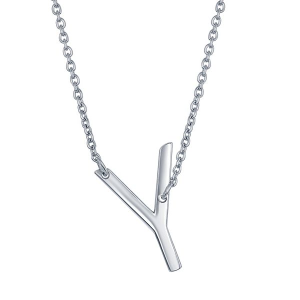 Sterling Silver Sideways Initial Necklace - Sterling Y