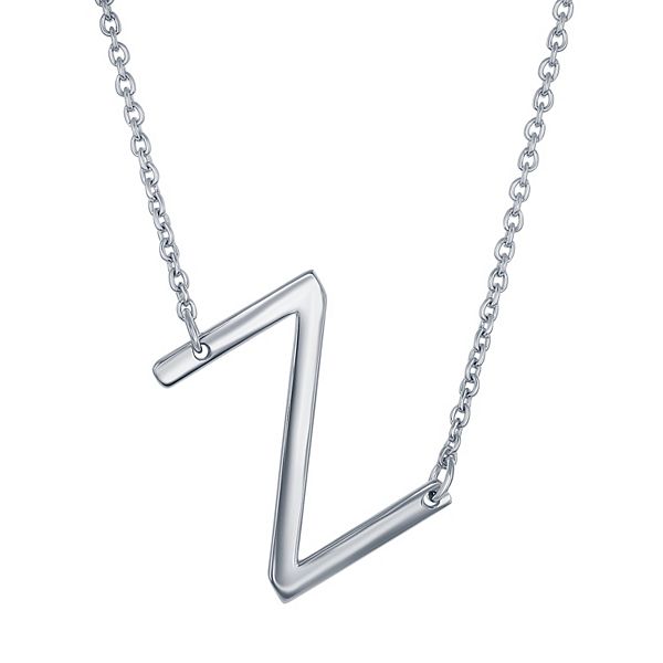 Sterling Silver Sideways Initial Necklace - Sterling Z