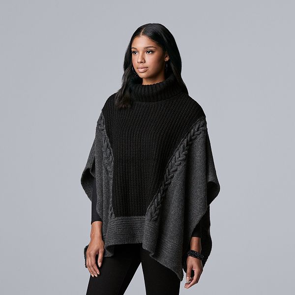 Womens black poncho sweater sale