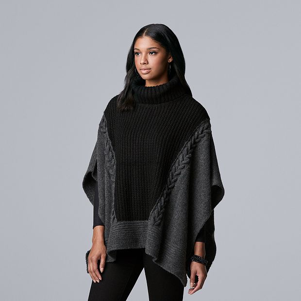 Women's Simply Vera Vera Wang Cable-Knit Poncho Sweater