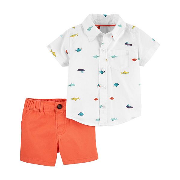 Baby Carter's Nautical Button-Front Shirt & Short Set