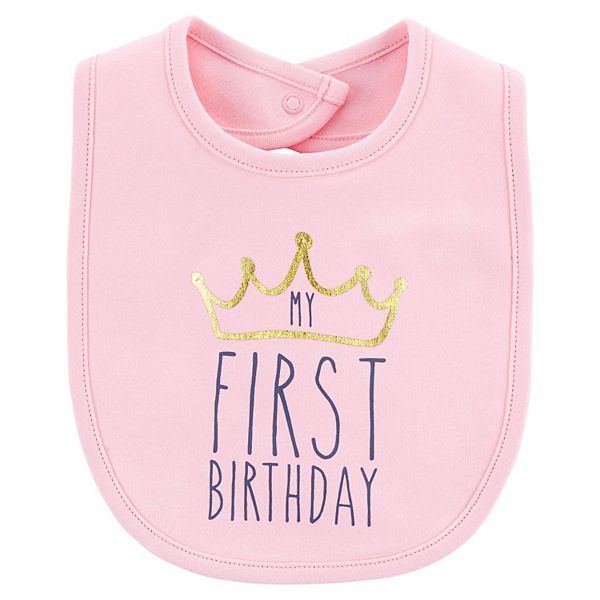 NEW Carter's Pink Birthday Cupcake Baby Girl Terry Cloth Teething Drool Bib 