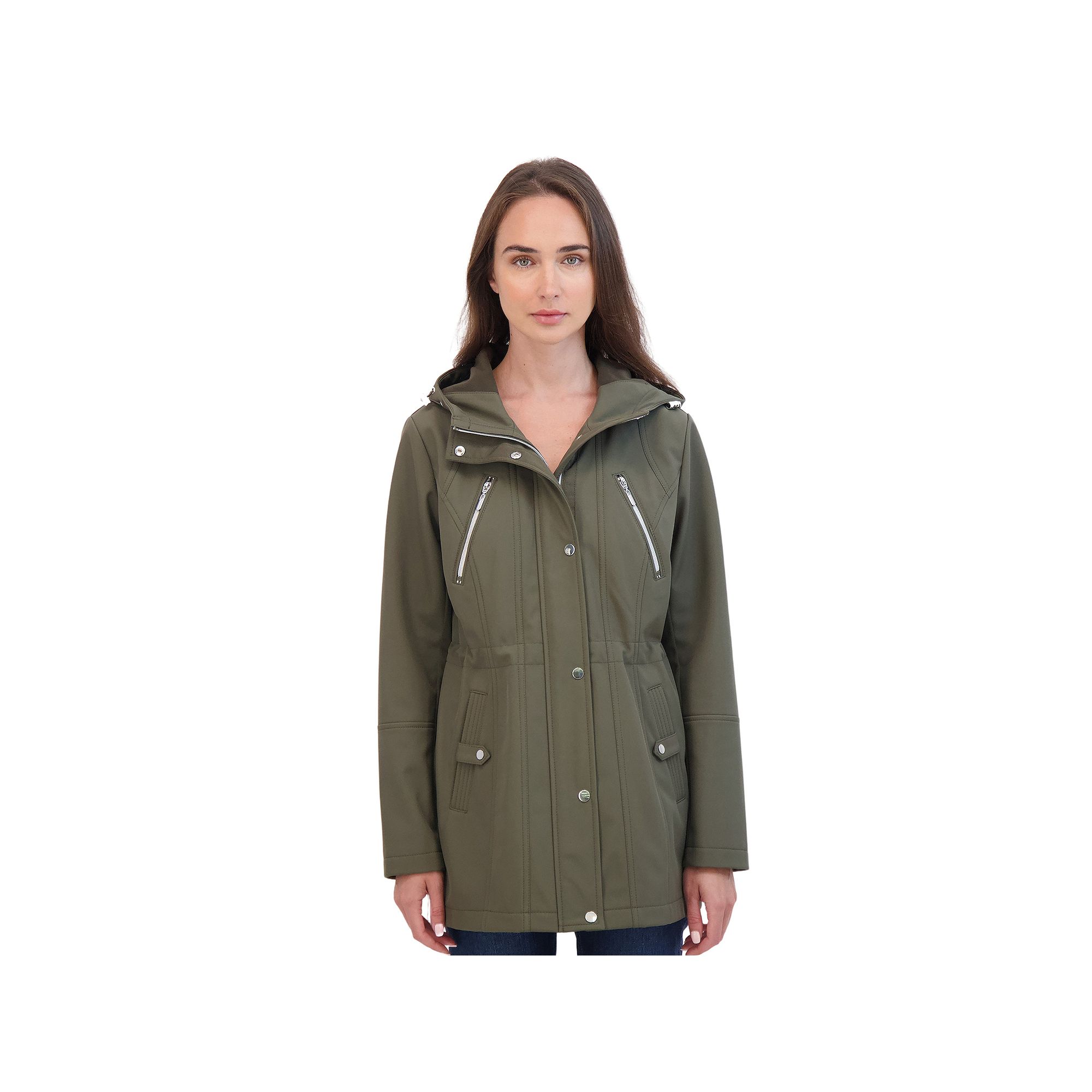 Womens Sebby Collection Hood Water-Resistant Anorak Jacket, Size: Small, G