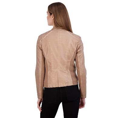 Women's Sebby Collection Faux-Leather Racing Jacket