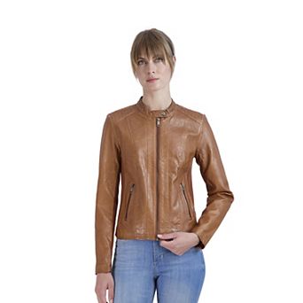 Women's Sebby Collection Faux-Leather Racing Jacket