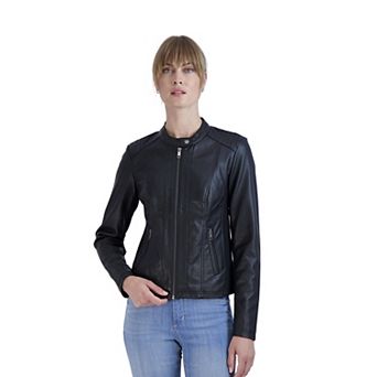 Women's Sebby Collection Faux-Leather Racing Jacket