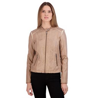 Women's Sebby Collection Faux-Leather Racing Jacket