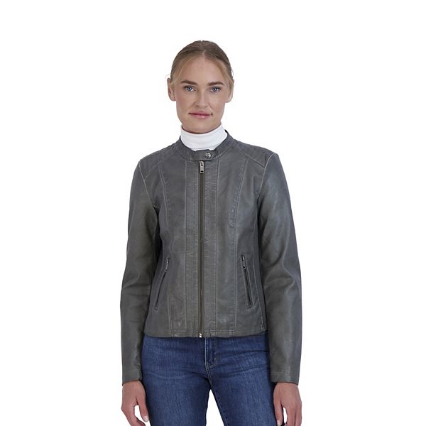 Women's Sebby Collection Faux-Leather Racing Jacket
