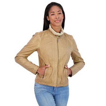 Women's Sebby Collection Faux-Leather Racing Jacket