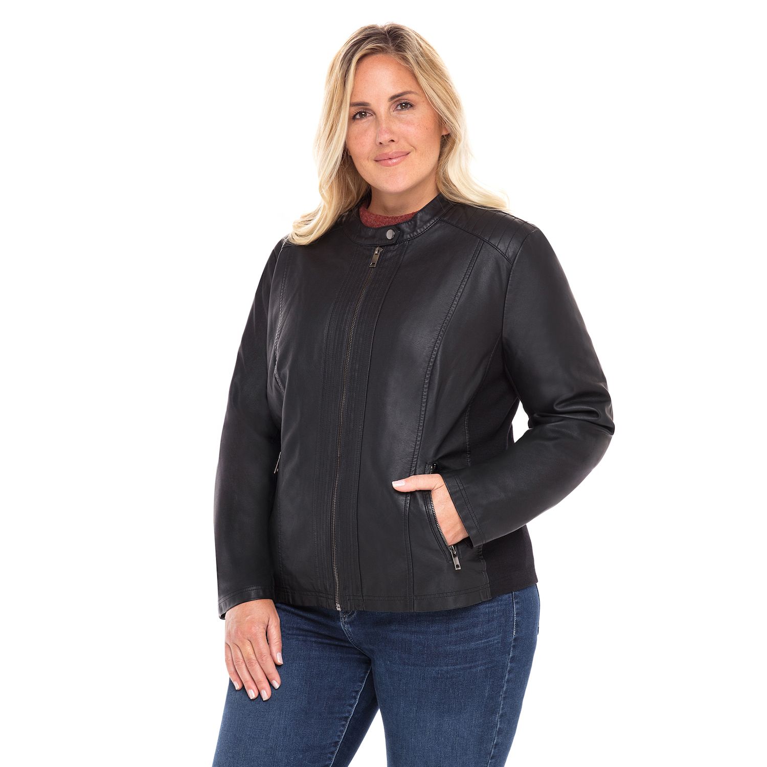 kohls plus size leather jacket