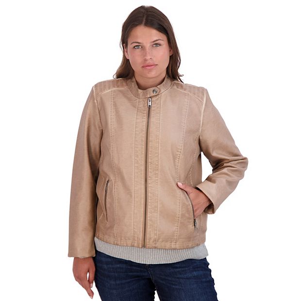 Sebby collection faux outlet leather jacket