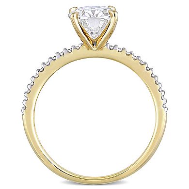Stella Grace 14k Gold 2 Carat T.W. Lab-Created Moissanite & 1/10 Carat T.W. Diamond Engagement Ring