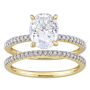 Stella Grace 14k Gold 2 Carat T.W. Lab-Created Moissanite & 1/4 Carat T.W. Diamond Engagement Ring Set